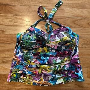 La Blanca Multicolor Patterned Swim Top Sz 12
